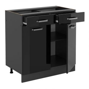 Meuble cuisine R-Line, Noir Haute brillance, 80 cm sans plan de travail, Vicco