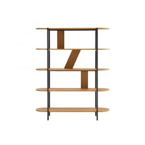 Loungitude Etagère avec finition chêne et pieds métal noirs - 120x35cm - Bois