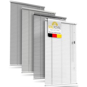 Sol Royal Store V&eacute;nitien sans Percage Aluminium 50x130 cm &ndash; Lamelles 25 mm &ndash; Store &agrave; Lamelles sans Percer &ndash; Blanc Brillant &ndash; JA2