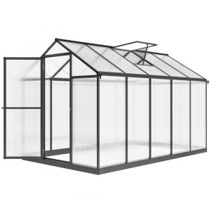 Outsunny Serre de jardin - en aluminium polycarbonate - avec fen&ecirc;tres sup&eacute;rieures r&eacute;glables goutti&egrave;res - 303x183x195cm transparent