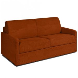 Italian Spirit Canap&eacute; convertible PARADISO EXPRESS 120cm sommier m&eacute;tal matelas 14cm velours c&ocirc;tel&eacute; zoom terra