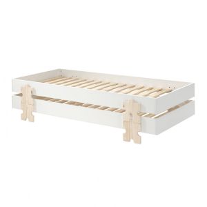 Stapel - Lot de 2 Lits Empilables 90x200cm Blancs Puzzle - Blanc