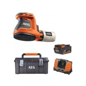 AEG Pack 18V - Ponceuse excentrique 125mm - Batterie 4.0 Ah - Chargeur - Caisse de rangement