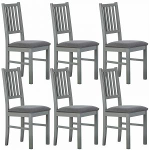 Altobuy MELINA Lot de 6 Chaises Bois M if Gris