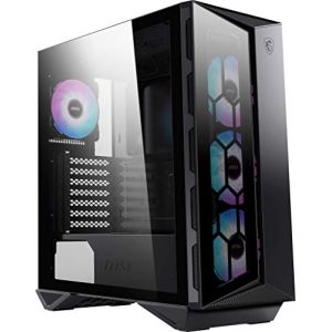 Image de MSI MPG GUNGNIR 110R – 'G110R' Boîtier pour Ordinateur de Gaming, Noir, USB 3.2 Gen2 Type C, 4 Ventilateurs ARGB 120 mm, Mystic Light Sync, 1 à 6 ARGB, Panneau en Verre trempé, ATX, mATX, Mini-ITX