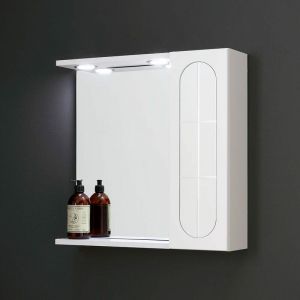 Kiamami Valentina Miroir De Salle De Bain Blanc De 58 Cm, Armoire Murale Avec Porte En Aluminium Et Spots &agrave; Led