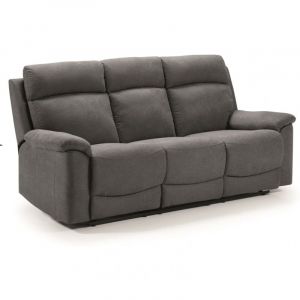 Canapé de 3 places (2 relax manuel) en tissu couleur Gris foncé - Longueur 192 x Profondeur 87 x Hauteur 99 cm - PEGANE -