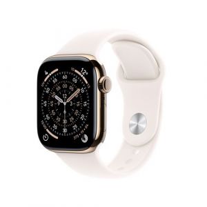 Apple Watch Series 11 GPS + Cellular 42mm Boitier en Titane Or avec Bracelet Sport Rose Tendre - S/M