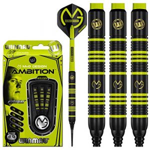 Winmau Michael van Gerwen Ambition Black Coated Brass Soft Tip - Flechettes pointe Plastique