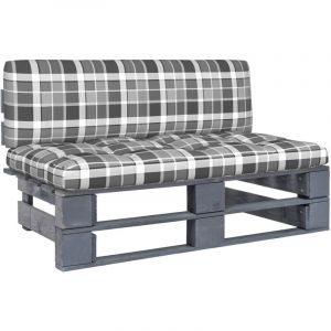 VidaXL Canapé central palette de jardin Gris Bois de pin imprégné - Motif carreaux gris