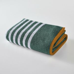Drap de bain éponge rayé 500g/m2, Scenario Vert Cèdre/Blanc Taille 70X140 cm