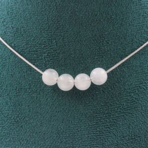 Image de Collier 4 perles Pierre de lune du Sri Lanka 8 mm chaîne inox - A Bijoux