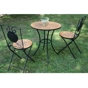 Deuba Salon de jardin mosaique Roma 1 table 2 chaises