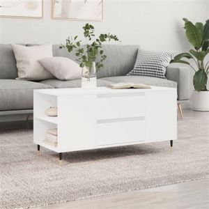 VidaXL Table Basse, Table d'Appoint avec 4 Compartiments et 2 Tiroirs, Bout de Canapé avec Pieds Salle de Séjour, Moderne, Blanc Bois d'Ingénierie