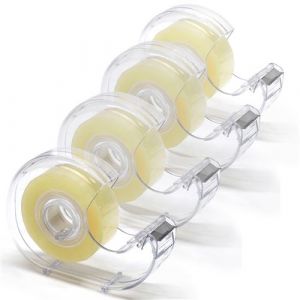 Waytex Pack de 4 Ruban adhésif de bureau transparent avec Dévidoirs, largeur 19 mm rouleau de 33m Epaisseur 50 microns