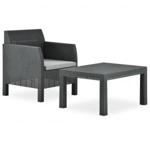 Image de VidaXL Salon de jardin 2 pcs avec coussin PP Anthracite