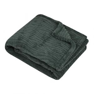 Stof Plaid - Taille 130x160 cm - 100% Polyester - Couleur Jade - Modèle Columbia - Couverture - Doux Chaud Moelleux Texturé, uni