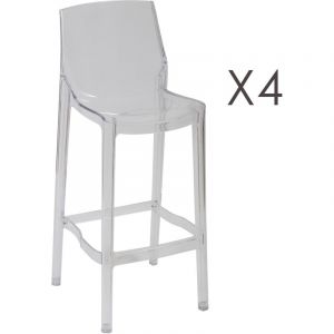 Lot de 4 chaises de bar en polycarbonate transparent - barhy