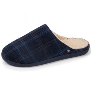 Isotoner Chaussons pantoufles Mules homme ultra confortables et l&eacute;gers, mousse &agrave; m&eacute;moire de forme, 44 EU, tartan bleu