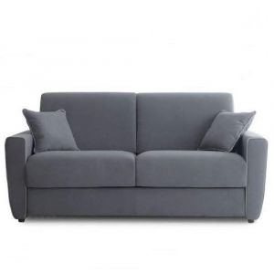 Inside75 Canapé convertible EXPRESS 140 cm GAVINA matelas 16 cm tissu gris passepoil perle - gris