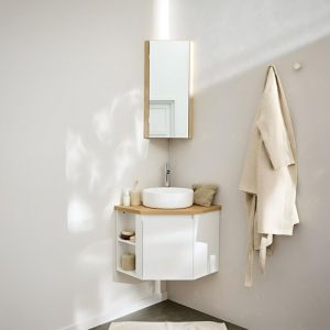 Meuble sous vasque d'angle SORRENTO avec vasque, robinet et armoire