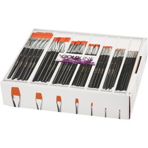 Creotime Set de pinceaux plats synthétiques - n° 0 à 20 - 84 pcs