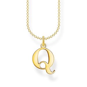 Image de Thomas Sabo Chaîne lettre Q or Argent sterling 925, doré or jaune 18 carats Jaune