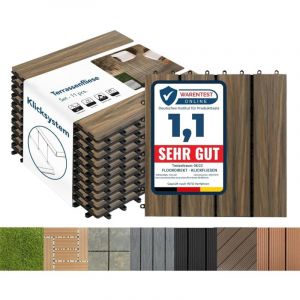 Dalles de Terrasse Lot de 11 pi&egrave;ces, Mix Teck 30 x 30 cm - 1 m&sup2;