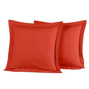 Sensei Maison Lot de 2 taies d'oreiller en percale de coton terracota 65x65 cm