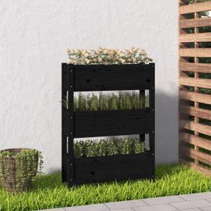 VidaXL Jardini&egrave;re Noir 77x25x104,5 cm Bois massif de pin