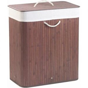 Infactory : Corbeille &agrave; linge en bambou de 100 L - Brun fonc&eacute;