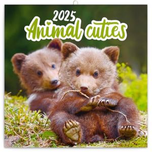 Image de Calendrier mural NOTIQUE Animaux Jeunes 2025, Calendrier brochure mensuel animaux 30 x 30 cm (30x60 ouvert)