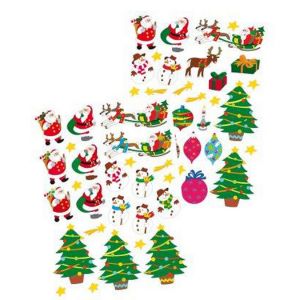 CTOP Gommettes Motif noël 57 Stickers de 1,2 à 8 cm père Noel sapins Bonhomme de Neige Boules Rennes