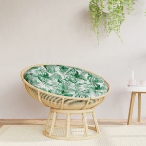 VidaXL Coussin rond &agrave; motif de feuilles &Oslash; 100 x11 cm tissu oxford