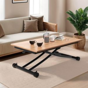 Idmarket Table basse 2-en-1 relevable en table à manger 2 personnes urbana design industriel