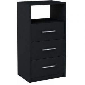 Commode 3SO NOIR 40cm tiroirs étagère