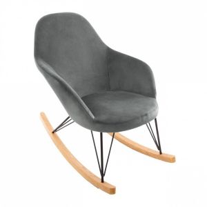 Image de Atmosp ra Rocking chair fauteuil à bascule velours Gris Ewan