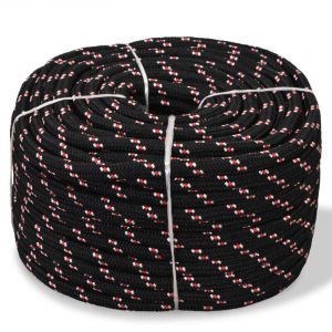 VidaXL Corde de bateau Polypropylène 16 mm 50 m Noir