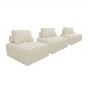 Lot de 3 chauffeuses pour canapé modulables velours côtelé Velours côtelé Crème - Crème