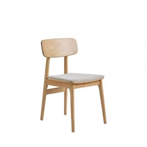 DRAWER Lot de 2 chaises en tissu et bois - Beige