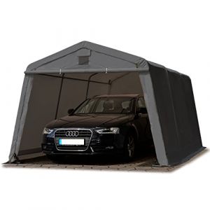 Intent24 TOOLPORT Abri/Tente garage PREMIUM 3,3 x 4,8 m pour voiture et bateau - toile PVC 500 g/m² imperméable gris.FR