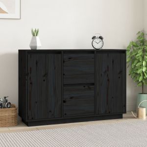 VidaXL Buffet Noir 111x34x75 cm Bois massif de pin Black