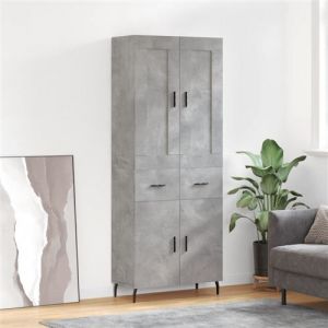 VidaXL Buffet haut Gris béton 69,5x34x180 cm Bois d'ingénierie