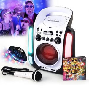 Image de Enceinte Lecteur Party Karaoké Enfant LED USB Bluetooth Echo réglable + Microphone + CD Audio 12H d'autonomie + L ière OVNI