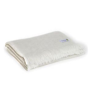 Les Jardins de la Comtesse Plaid cachemire et laine Beige Amande - Plaid léger grands chevrons - 130 x 230 cm