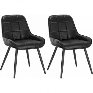 Woltu - Lot de 2 Chaises de Salle à Manger. Chaises Scandinaves en Simili Cuir. Chaise de réception. Noir - Noir