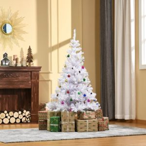 Homcom Sapin de Noël sapin de Noël 150 / 180 cm PVC 680 points incl. décoration blanc 02-0351