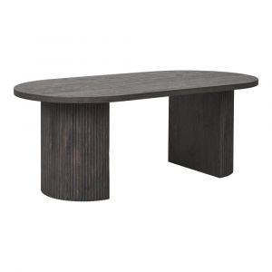 Table basse ovale pieds relief mdf effet bois foncé