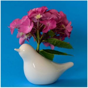 Astuceo Vase en porcelaine blanche forme oiseau