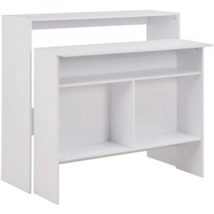 Table haute mange debout bar bistrot avec 2 dessus de table blanc 130 x 40 x 120 cm 0902036